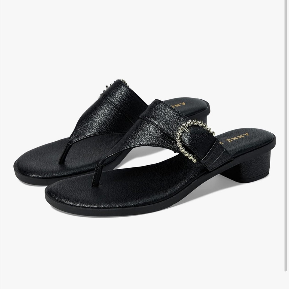 Anne Klein Black Sandals with Low Block Heel